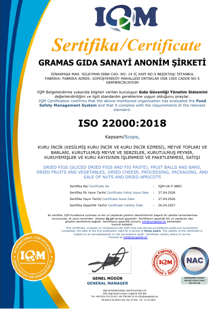 ISO 22000 sertifikası