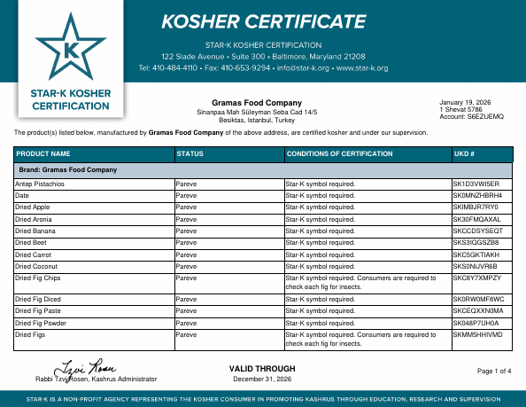 Star-K Kosher sertifikası